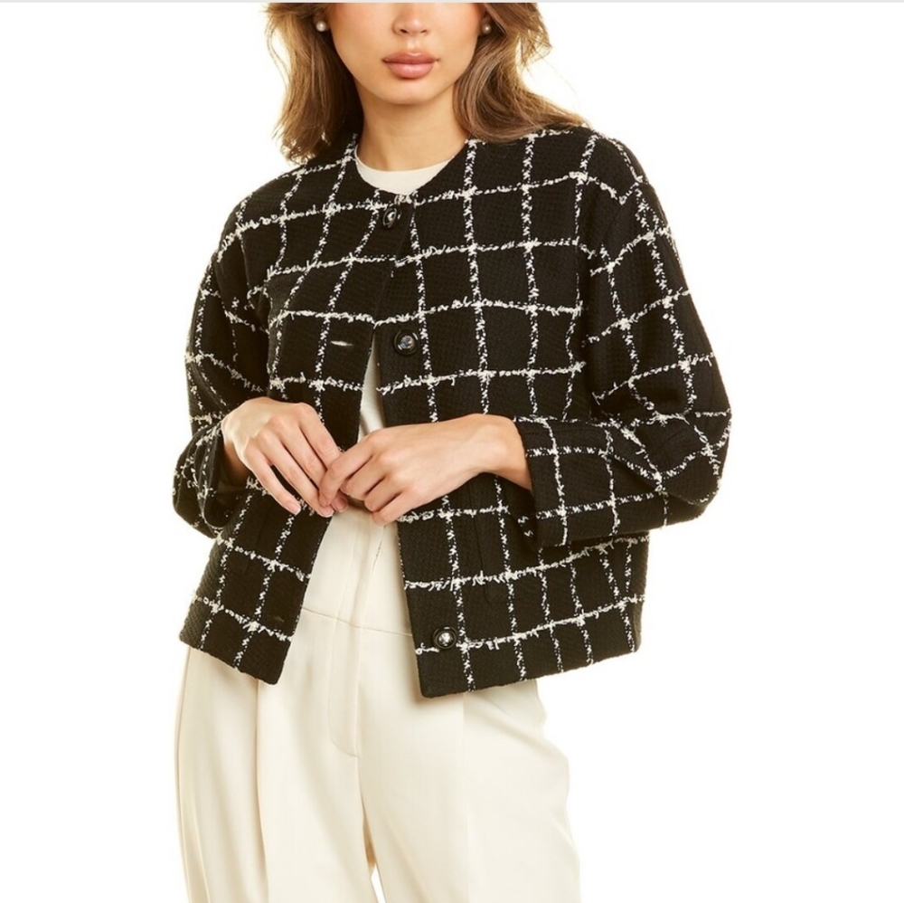 NWT St John Collection Eyelash Windowpane Knit Jacket